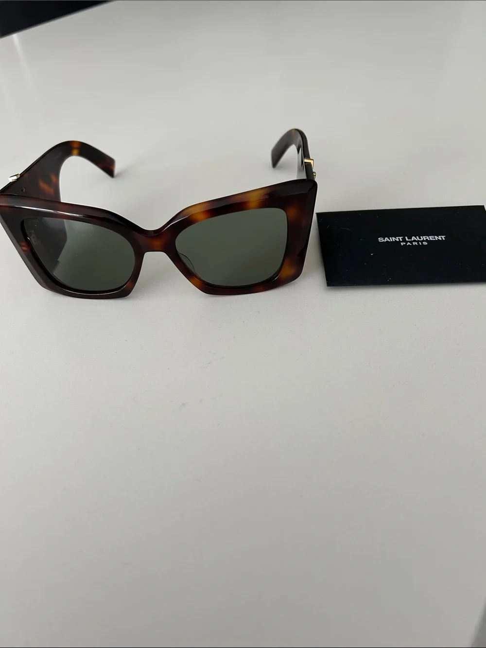 Yves Saint Laurent Tortoiseshell Shield Sunglasses with Gold YSL Accents